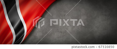 Trinidad And Tobago flag on concrete wall banner Trinidad And Tobago flag on concrete wall banner 67310850