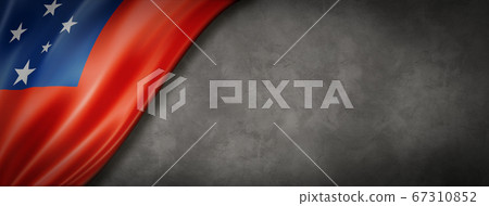Samoa flag on concrete wall banner 67310852