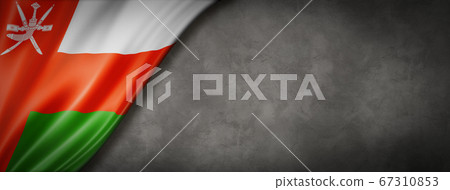 Oman flag on concrete wall banner Oman flag on concrete wall banner 67310853