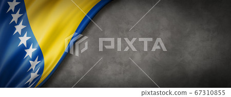 Bosnia and Herzegovinan flag on concrete wall Bosnia and Herzegovinan flag on concrete wall 67310855