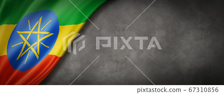Ethiopian flag on concrete wall banner Ethiopian flag on concrete wall banner 67310856