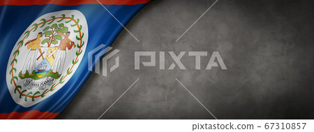 Belize flag on concrete wall banner Belize flag on concrete wall banner 67310857