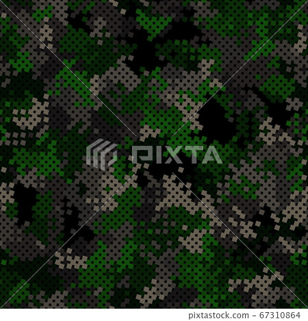 Seamless digital woodland pixel camo texture... - Stock Illustration ...