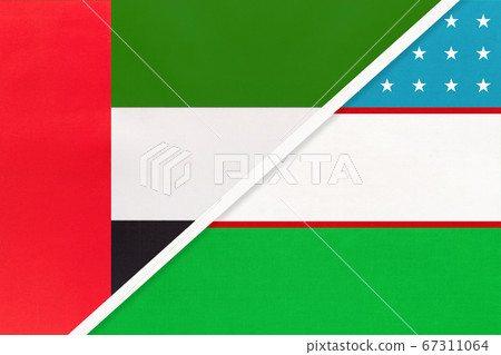 United Arab Emirates or UAE and Uzbekistan, symbol flags 67311064