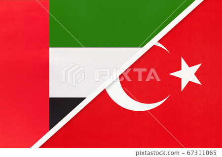 United Arab Emirates or UAE and Turkey, symbol of flags 67311065