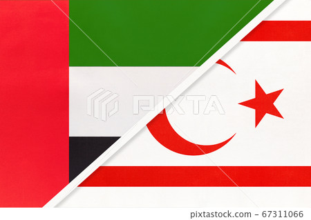 United Arab Emirates or UAE and Northern Cyprus, flags 67311066