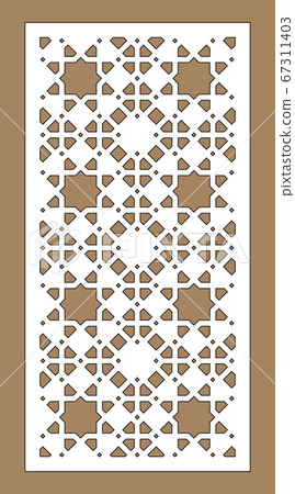 Arabic islamic decorative wall, screen, panel pattern with stars. Vector template kit. Set of decorative vector panels for laser cutting. Template for interior partition in arabesque style 67311403