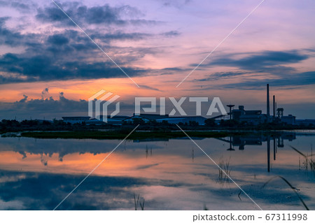 Landscape of factory industry buildings with dark 67311998