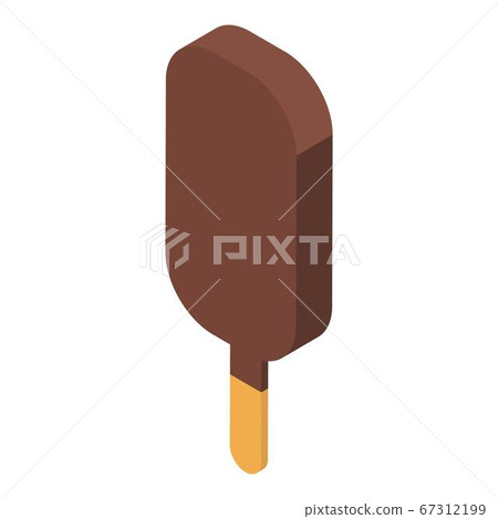 Chocolate popsicle icon, isometric style Chocolate popsicle icon, isometric style 67312199