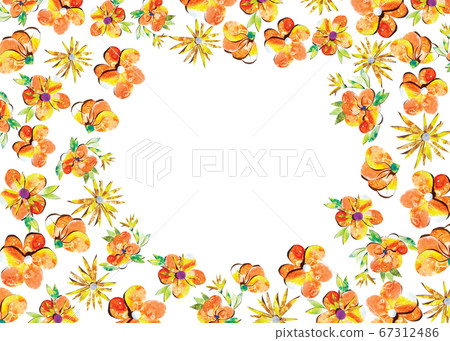 Summer happy colorful watercolor painted paper-cut flowers border frame ornament illustration. A4 A5 A3 international paper slide poster card with free blank copy space for text. Summer happy colorful watercolor painted paper-cut flowers border frame ornament illustration. A4 A5 A3 international paper slide poster card with free blank copy space for text. 67312486