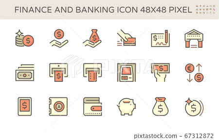 Finance and banking vector icon set design, 48X48 67312872