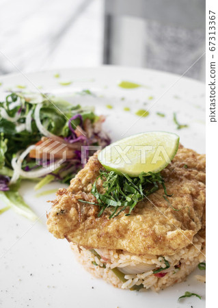 fresh fried battered cod fish fillet summer light 67313367