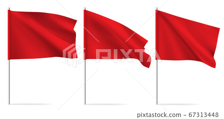 Red clean horizontal waving template flag. 67313448
