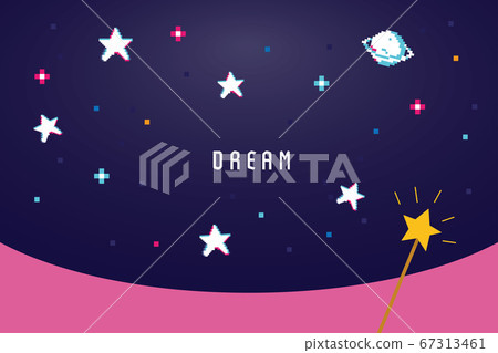 Pixel art style magic wand and universe Pixel art style magic wand and universe 67313461