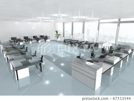 3DCG images of offices, etc. spaced apart by social distance 3DCG images of offices, etc. spaced apart by social distance 67313544
