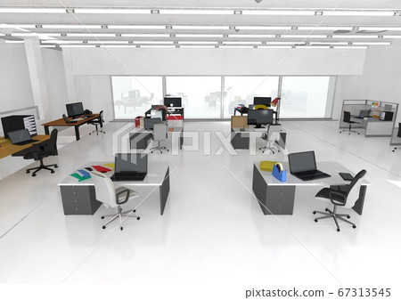 3DCG images of offices, etc. spaced apart by social distance 67313545