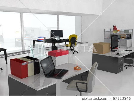 3DCG images of offices, etc. spaced apart by social distance 3DCG images of offices, etc. spaced apart by social distance 67313546