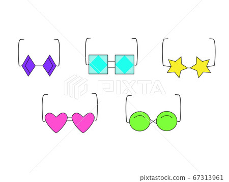 Set of different forms of glasses. Heart, stars square circle rhombus bright multi colored colors. Set of different forms of glasses. Heart, stars square circle rhombus bright multi colored colors. 67313961