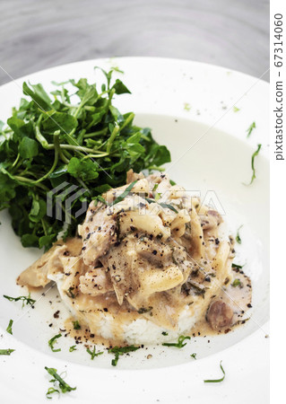 Pork Stroganoff with mushroom cream and paprika Pork Stroganoff with mushroom cream and paprika 67314060