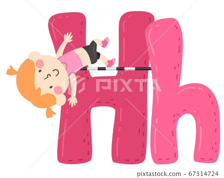 Kid Girl High Jump Sport Alphabet Illustration Kid Girl High Jump Sport Alphabet Illustration 67314724