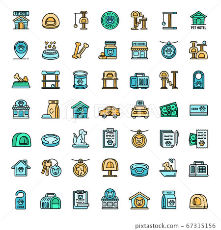 Pets hotel icons set, outline style Pets hotel icons set, outline style 67315156