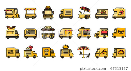 Food truck icons set, outline style Food truck icons set, outline style 67315157
