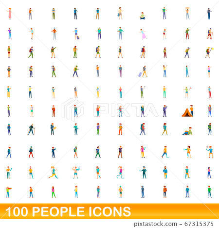 100 people icons set, cartoon style 67315375
