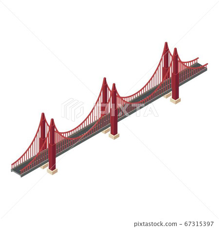 Red wire bridge icon, isometric style 67315397