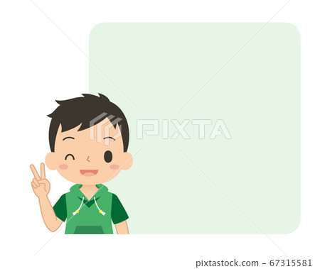 Boy frame frame with peace sign Boy frame frame with peace sign 67315581