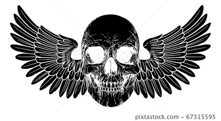 Winged Skull Vintage Woodcut Illustration Winged Skull Vintage Woodcut Illustration 67315595