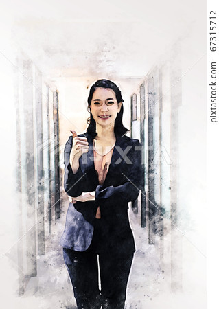 Abstract colorful happiness business woman smile portrait on watercolor illustration painting background. 67315712