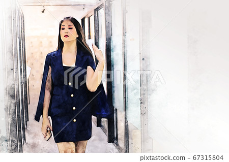 Abstract colorful happiness business woman smile portrait on watercolor illustration painting background. Abstract colorful happiness business woman smile portrait on watercolor illustration painting background. 67315804