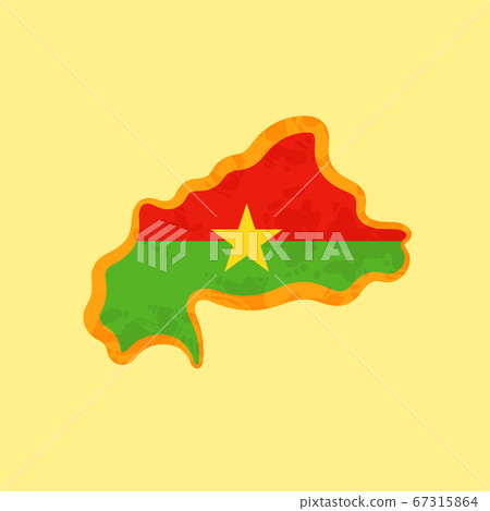 Burkina Faso - Map colored with the flag Burkina Faso - Map colored with the flag 67315864