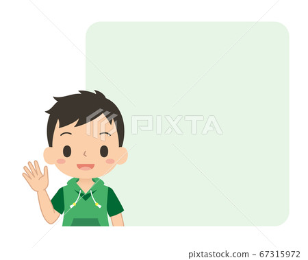 Boy frame to greet with a smile and wave Boy frame to greet with a smile and wave 67315972