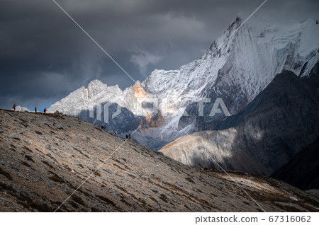 Beautiful Autumn scene in Daocheng Yading National park, Sichuan, China 67316062