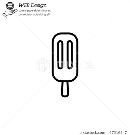 Ice lolly, ice cream icon thin line, linear, outline. Simple sign, logo Ice lolly, ice cream icon thin line, linear, outline. Simple sign, logo 67316247
