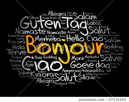 Bonjour (Hello Greeting in French) word cloud Bonjour (Hello Greeting in French) word cloud 67316308