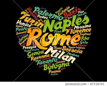 List of cities and towns in Italy word cloud 67316781