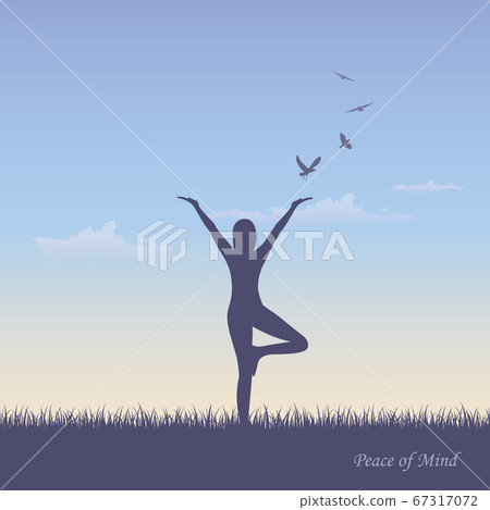 girl makes yoga on summer meadow girl makes yoga on summer meadow 67317072