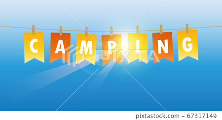 party flag camping on blue sunny sky background party flag camping on blue sunny sky background 67317149