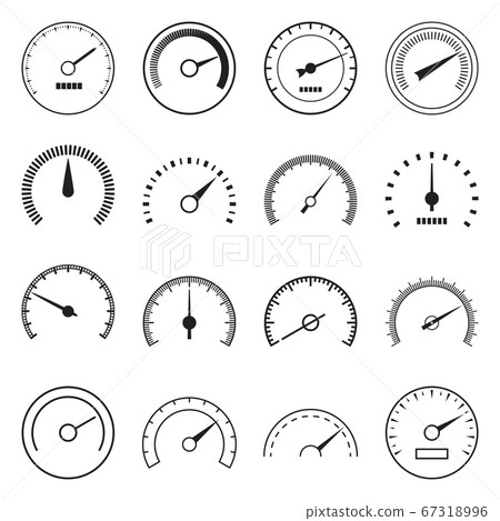 Set of speedometers icons. Vector illustration - Stock Illustration ...