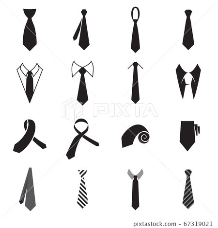 Necktie icons. Collection of men's tie icons isolated on a white background. Vector illustration Necktie icons. Collection of men's tie icons isolated on a white background. Vector illustration 67319021