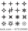 Black sparkle star symbols isolated on a white background. Vector illustration 67319080