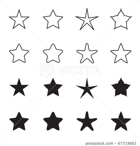Star icons isolated on a white background. Outline and silhouette variations. Vector illustration Star icons isolated on a white background. Outline and silhouette variations. Vector illustration 67319081