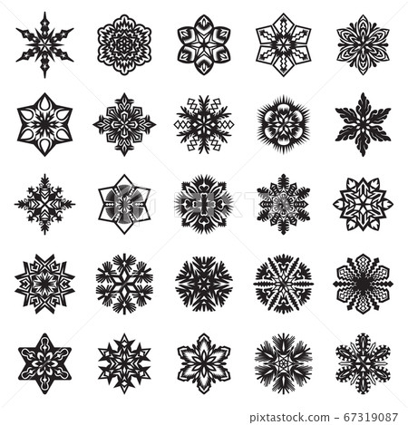 Decorative snowflakes. Black on white 67319087