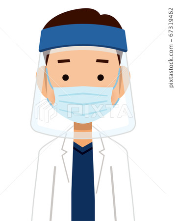 Illustration of a doctor wearing a face shield Illustration of a doctor wearing a face shield 67319462