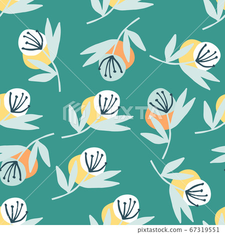 Random bright seamless pattern with blue dandelion 67319551