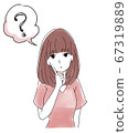 A woman thinking with her hands on her cheeks 67319889
