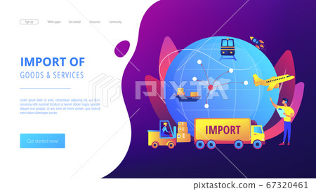 Import of goods and services concept landing page 67320461