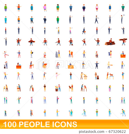 100 people icons set, cartoon style 100 people icons set, cartoon style 67320622